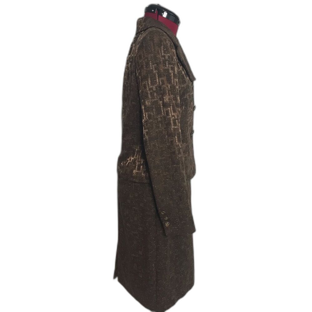 NWT Antonio Melani Skirt Suit Size 6 Brown & Gold 2-Piece Set Skirt & Blazer - Picture 3 of 14